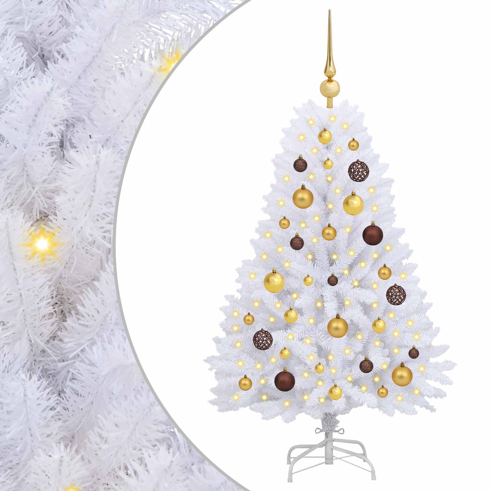 Künstlicher Weihnachtsbaum Weiß 68 x 68 x 120 cm PVC und Metall