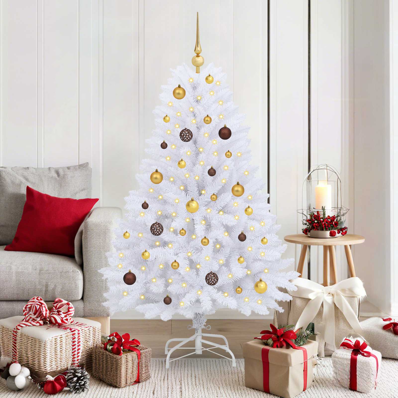 Künstlicher Weihnachtsbaum Weiß 80 x 80 x 150 cm PVC und Metall