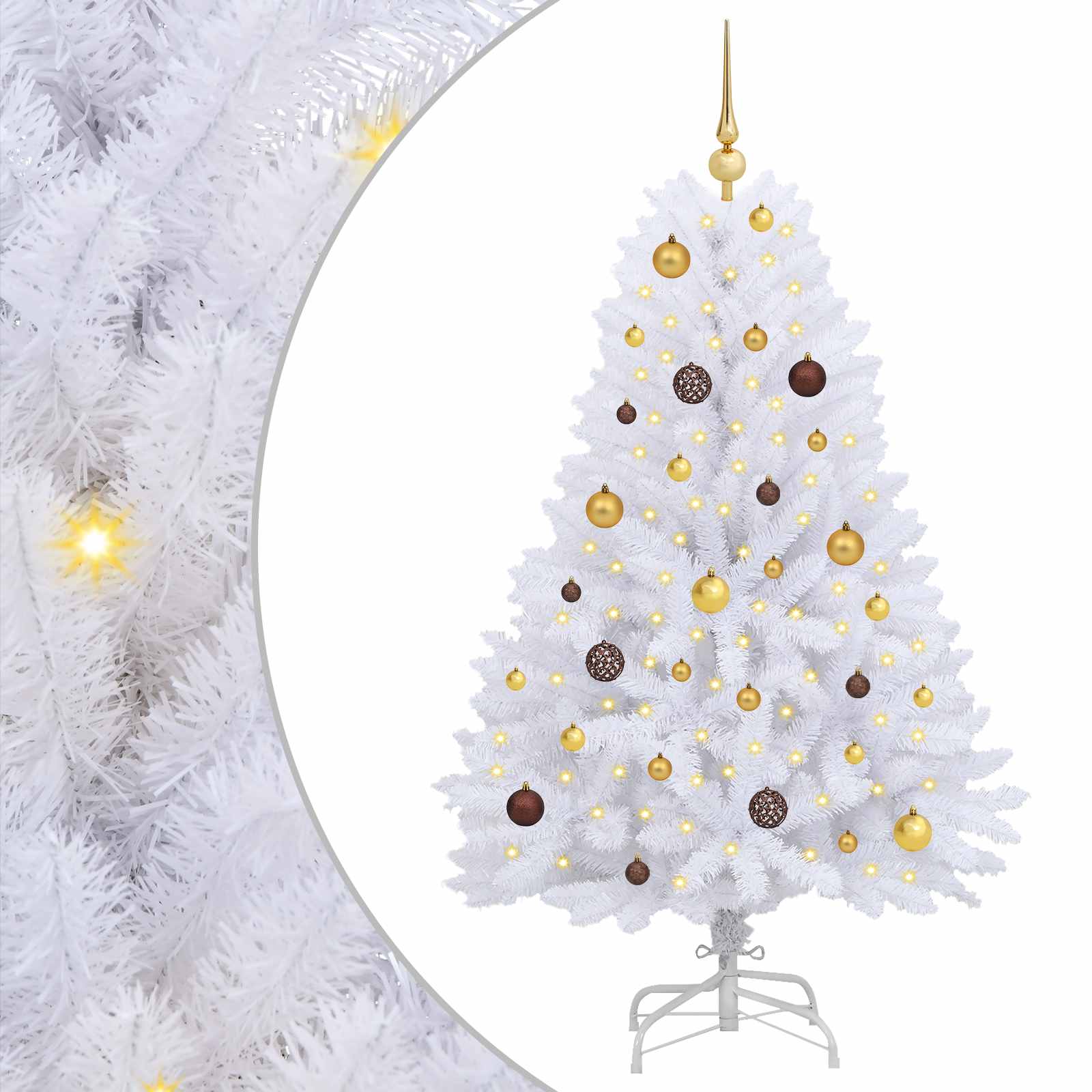 Künstlicher Weihnachtsbaum Weiß 80 x 80 x 150 cm PVC und Metall