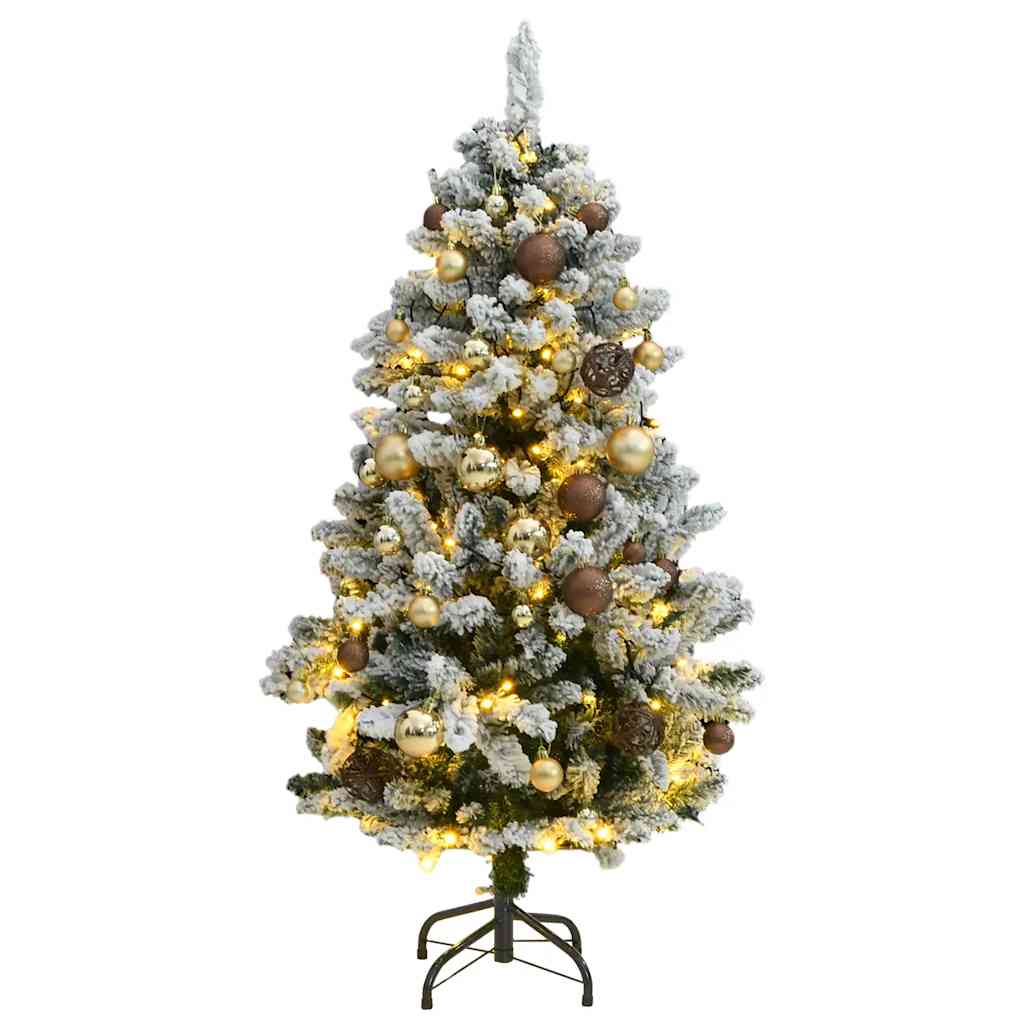 Künstlicher Weihnachtsbaum Klappbar 150 LEDs & Kugeln 120 cm