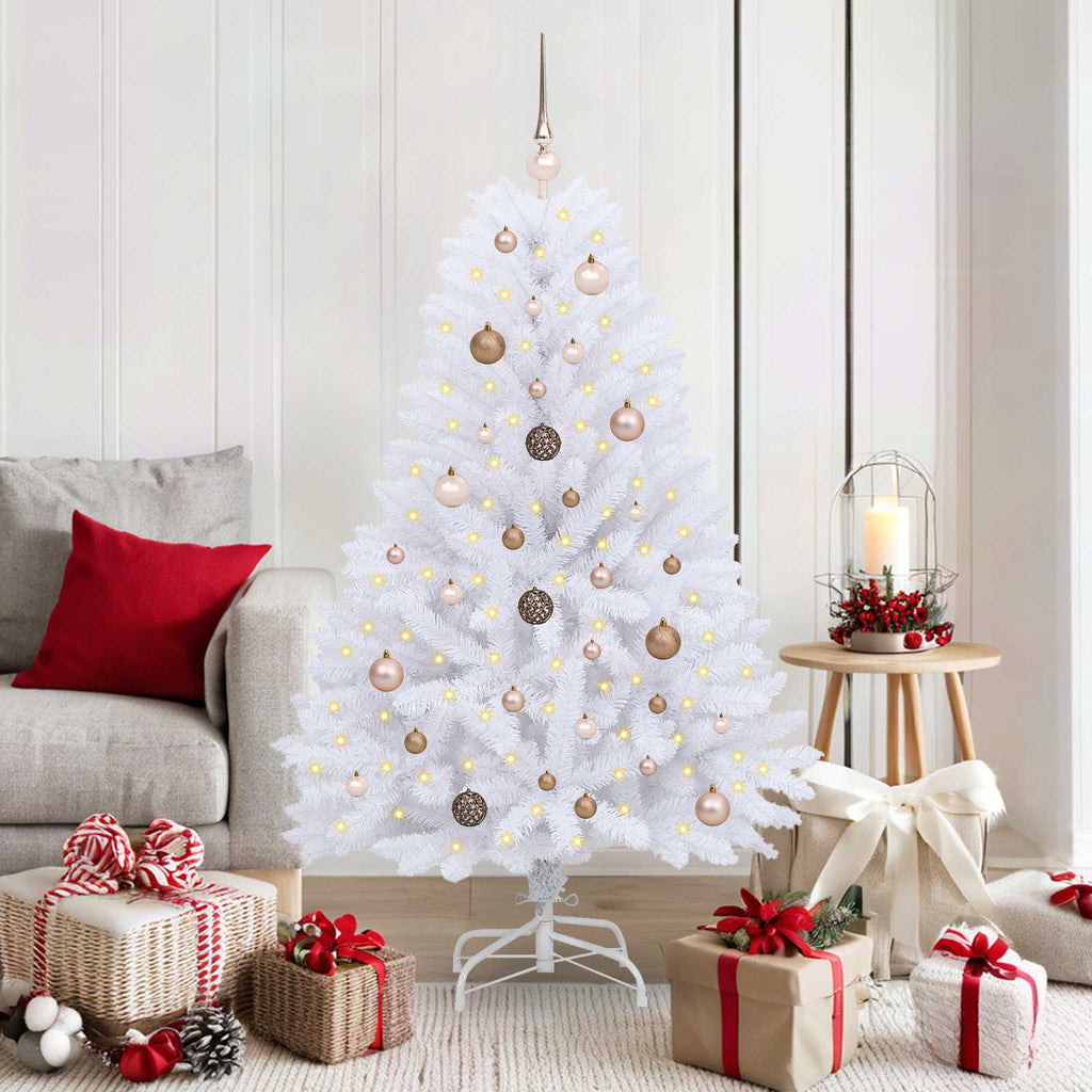 Künstlicher Weihnachtsbaum Weiß 80 x 80 x 150 cm PVC und Metall
