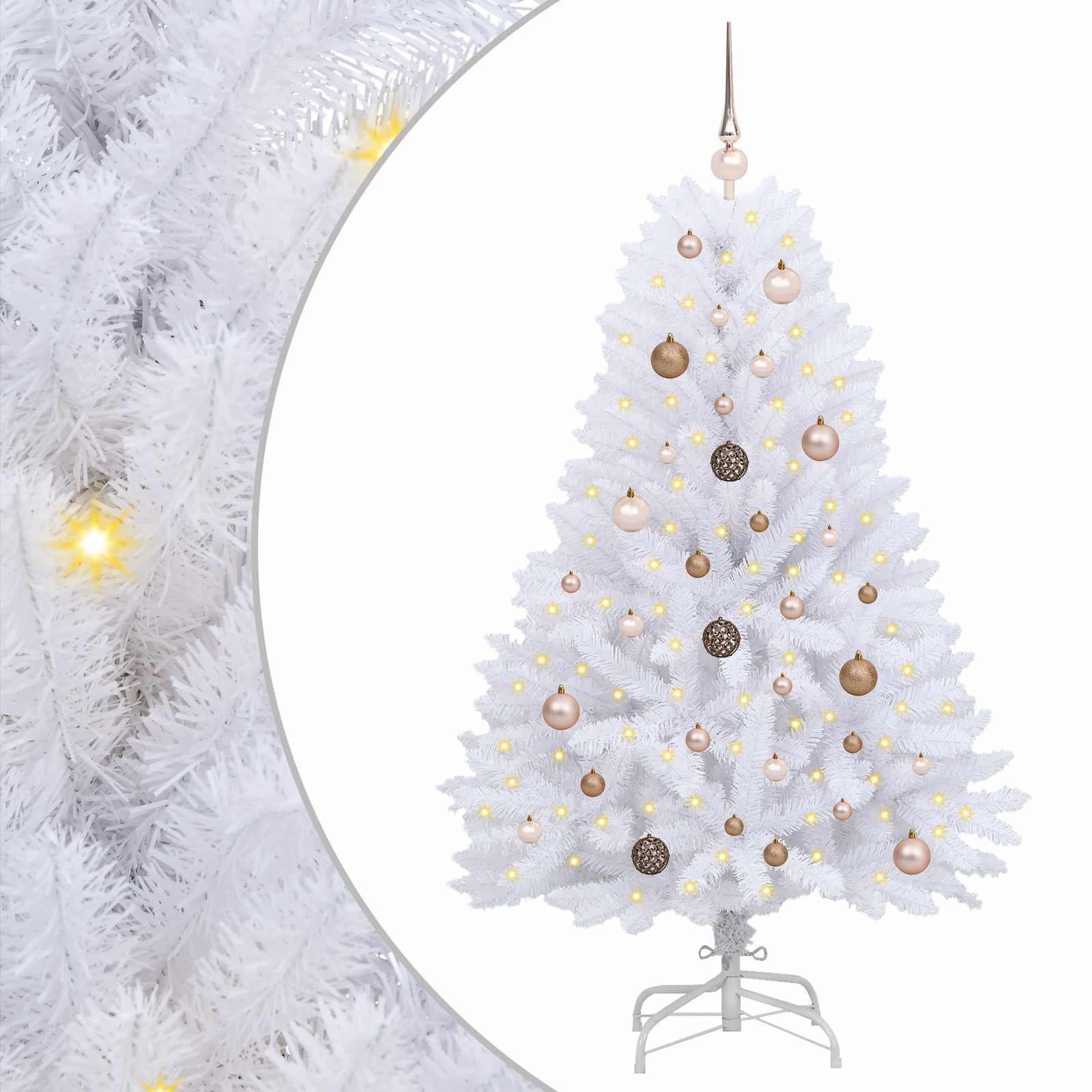 Künstlicher Weihnachtsbaum Weiß 80 x 80 x 150 cm PVC und Metall