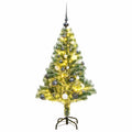 Künstlicher Weihnachtsbaum mit Schnee & Kugeln 150 LEDs 120 cm