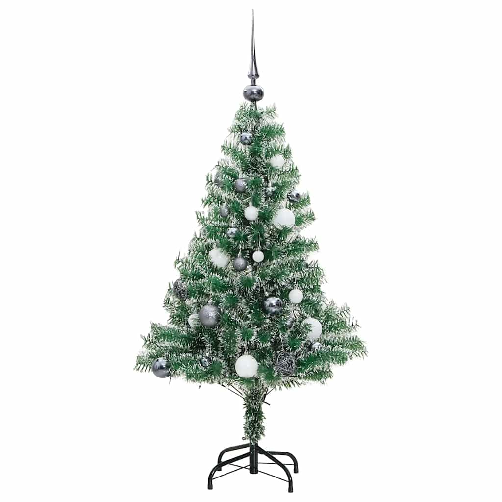Künstlicher Weihnachtsbaum mit Schnee & Kugeln 150 LEDs 150 cm