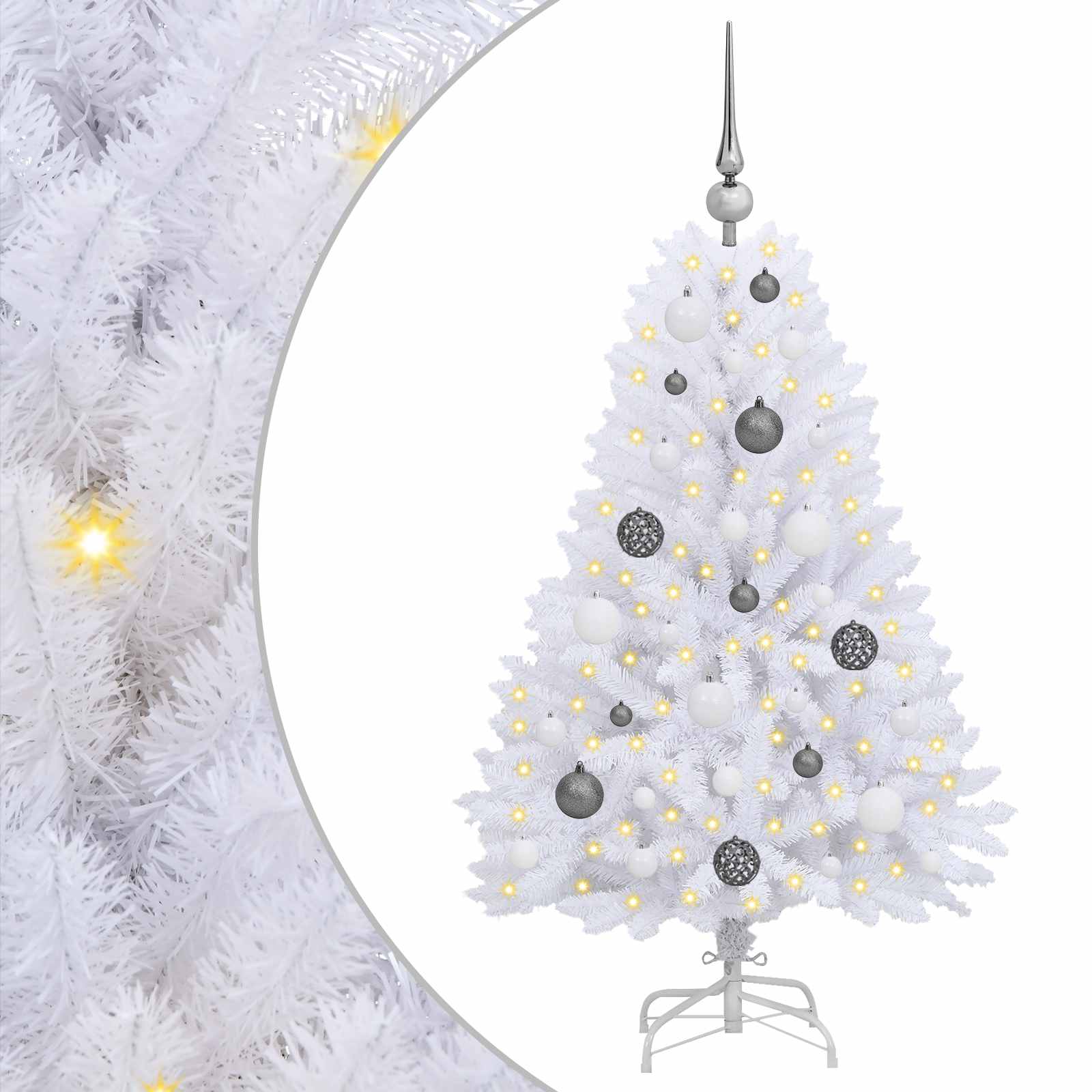Künstlicher Weihnachtsbaum Weiß 68 x 68 x 120 cm PVC und Metall
