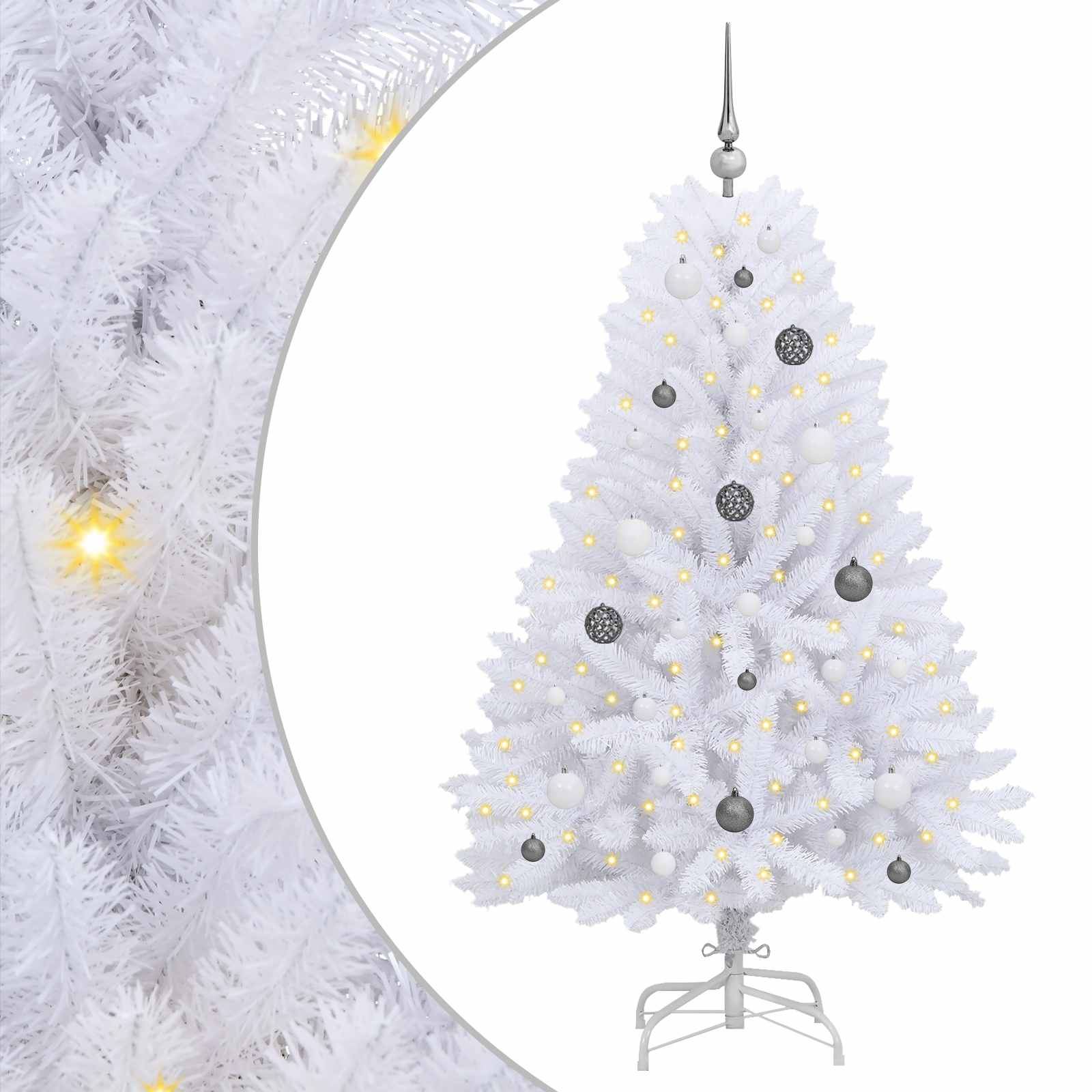 Künstlicher Weihnachtsbaum Weiß 80 x 80 x 150 cm PVC und Metall
