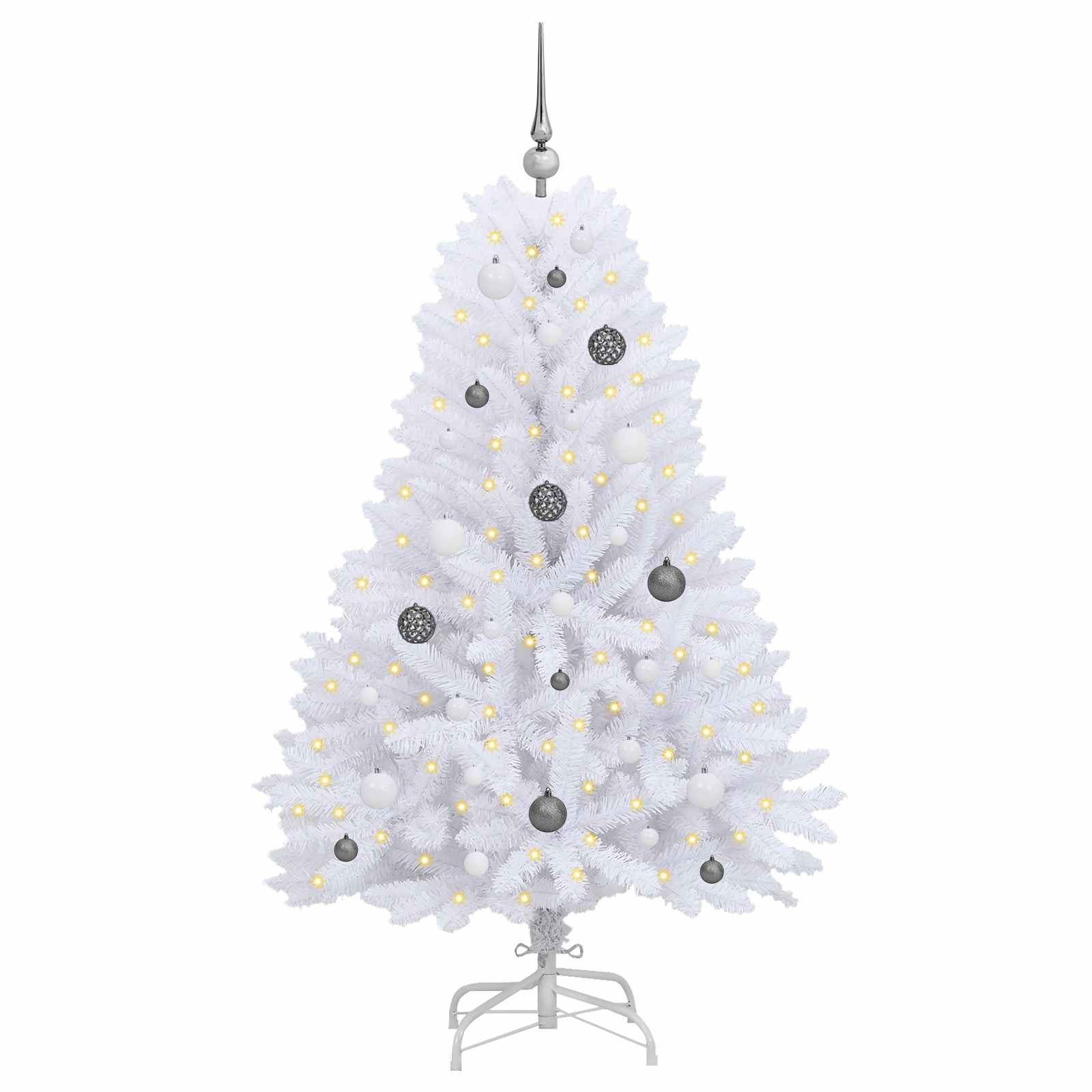 Künstlicher Weihnachtsbaum Weiß 80 x 80 x 150 cm PVC und Metall