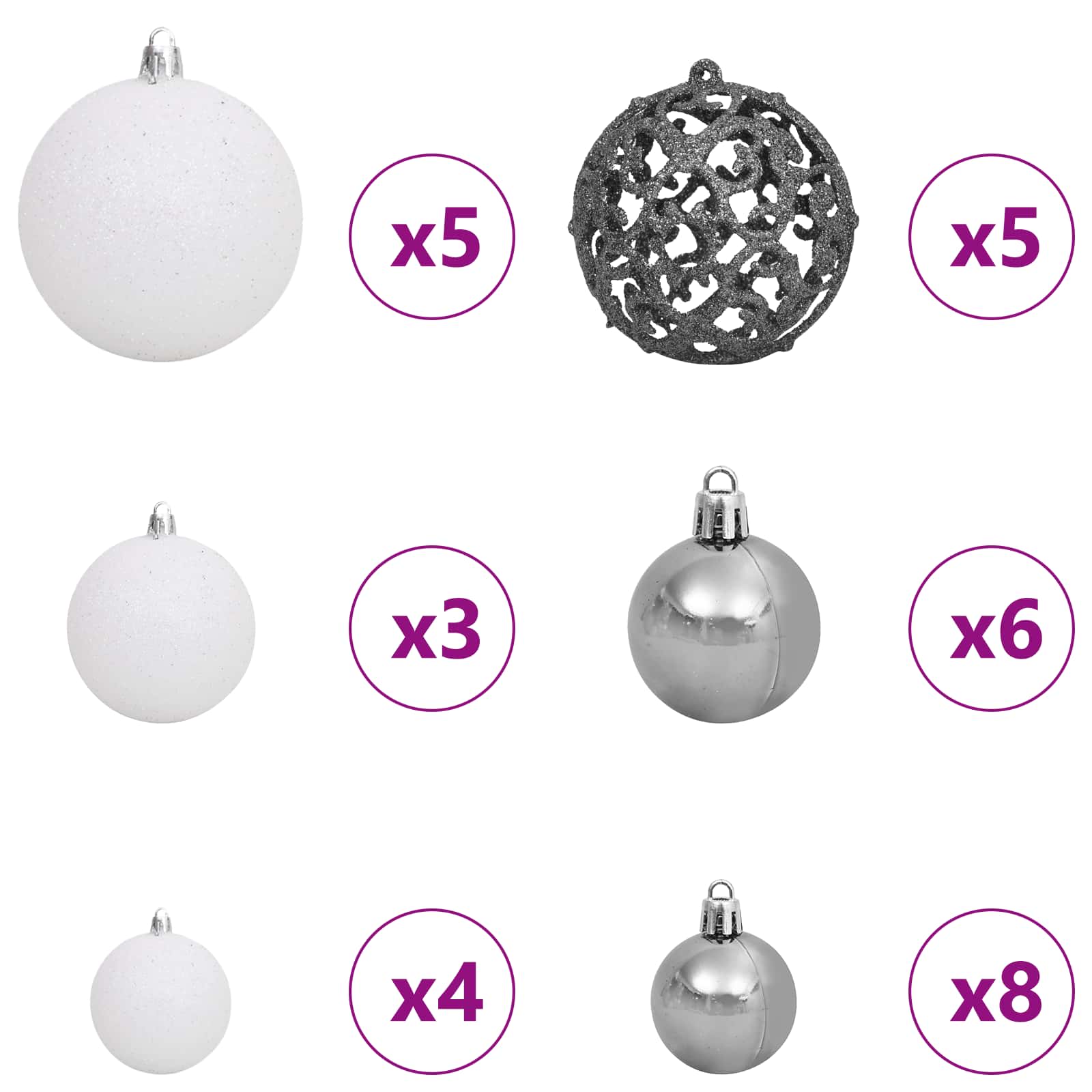 Künstlicher Weihnachtsbaum Weiß 80 x 80 x 150 cm PVC und Metall