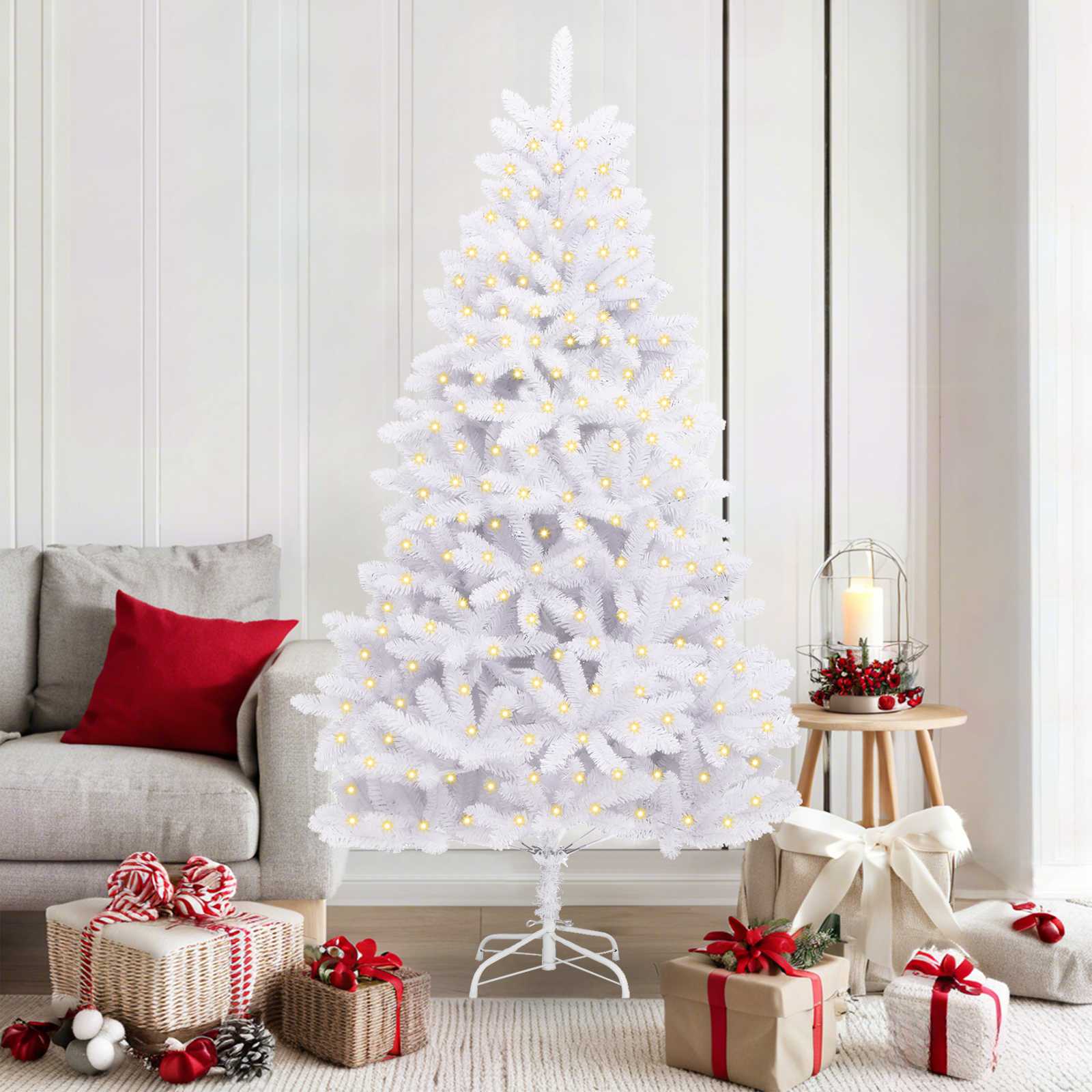 Künstlicher Weihnachtsbaum Weiß 180 cm PVC und Metall