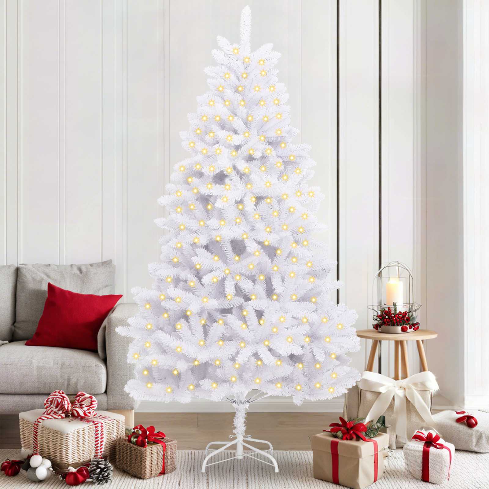 Künstlicher Weihnachtsbaum Weiß 210 cm PVC und Metall