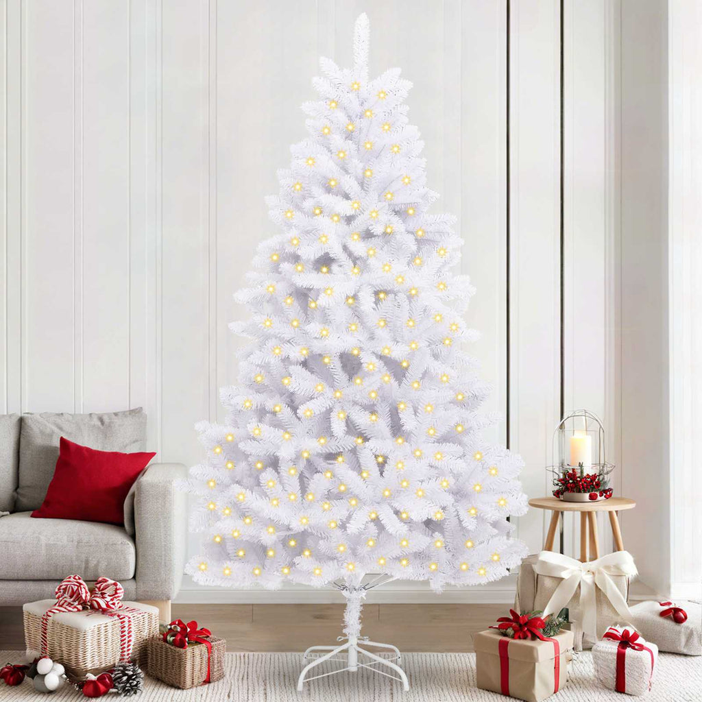 Künstlicher Weihnachtsbaum Weiß 240 cm PVC und Metall