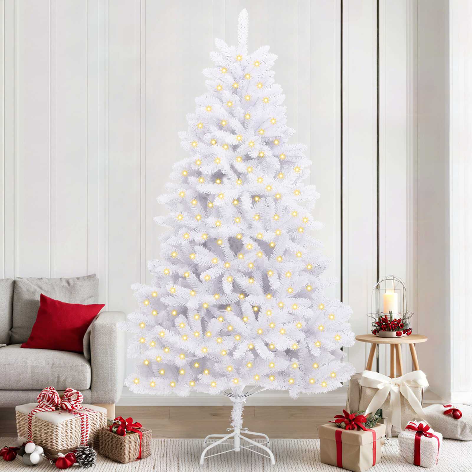 Künstlicher Weihnachtsbaum Weiß 240 cm PVC und Metall