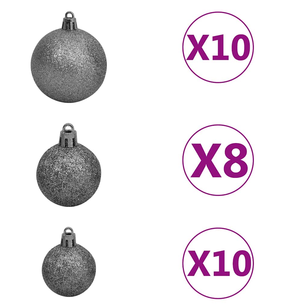 Künstlicher Weihnachtsbaum Klappbar 300 LEDs & Kugeln 180 cm