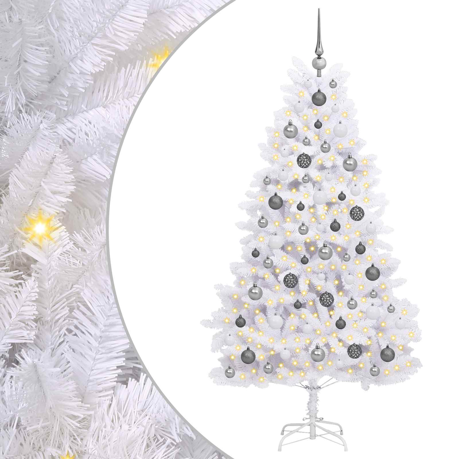 Künstlicher Weihnachtsbaum Weiß 90 x 90 x 180 cm PVC und Metall