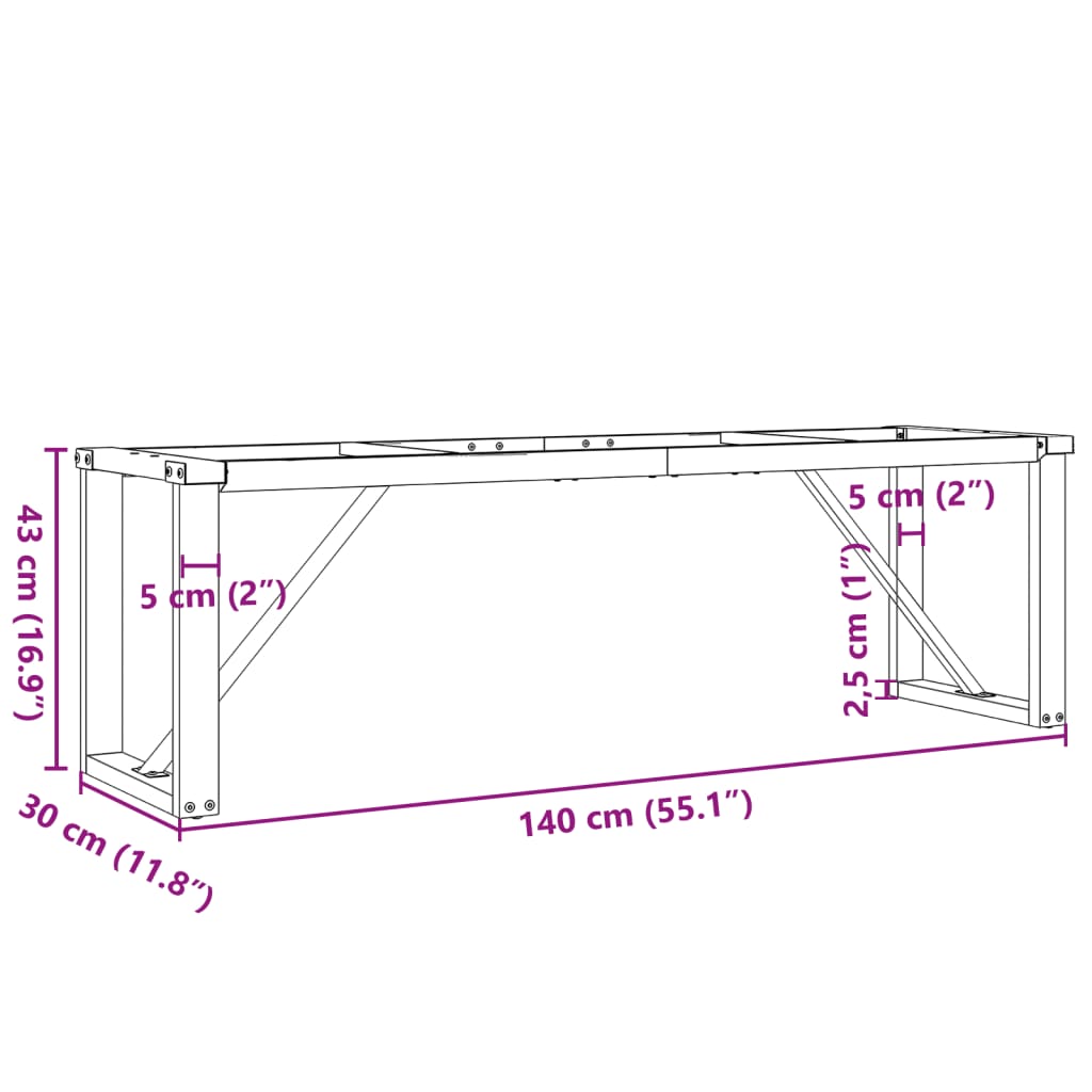 Couchtisch-Gestell in O-Form 140x30x43 cm Stahl