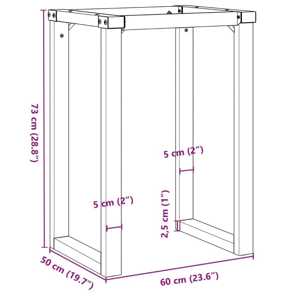Esstisch-Gestell in O-Form 60x50x73 cm Stahl