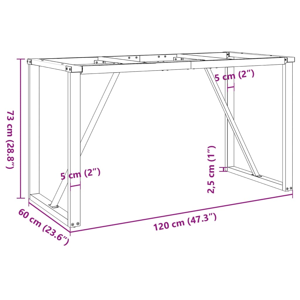 Esstisch-Gestell in O-Form 120x60x73 cm Stahl