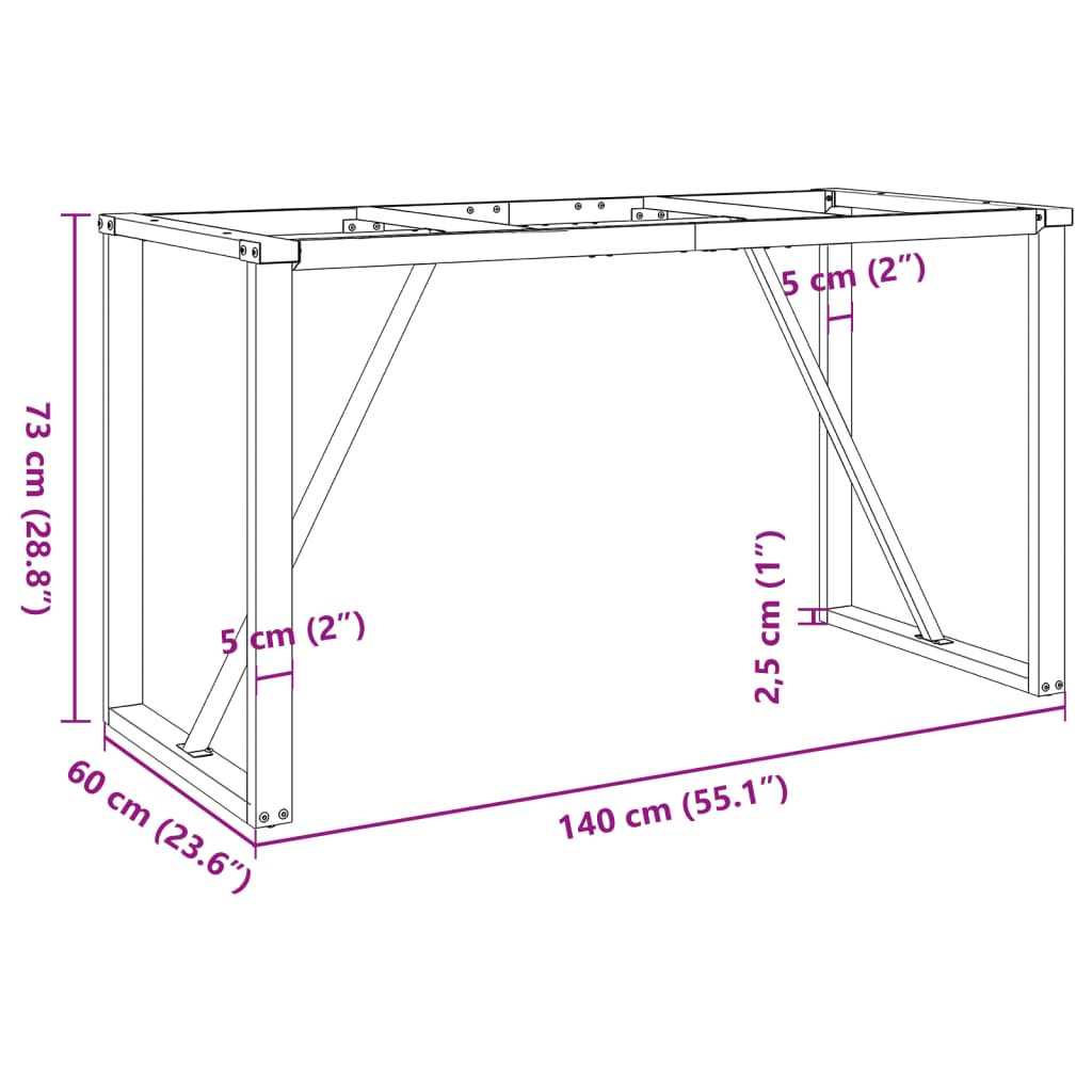 Esstisch-Gestell in O-Form 140x60x73 cm Stahl