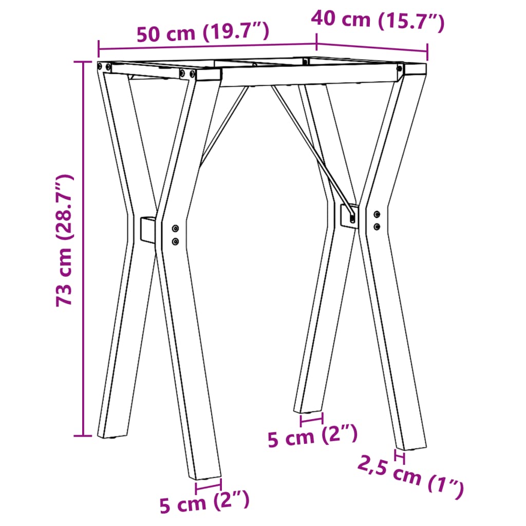 Esstisch-Gestell in Y-Form 50x40x73 cm Stahl