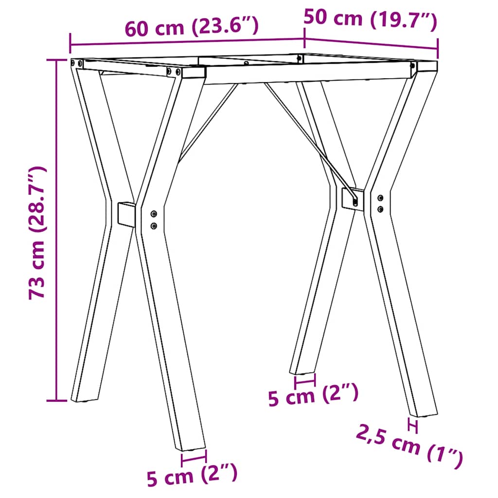Esstisch-Gestell in Y-Form 60x50x73 cm Stahl