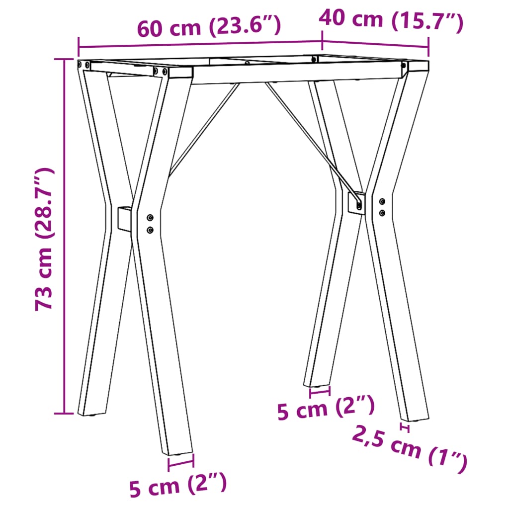 Esstisch-Gestell in Y-Form 60x40x73 cm Stahl