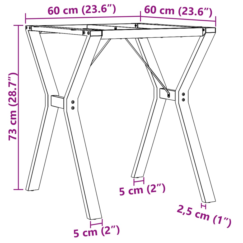 Esstisch-Gestell in Y-Form 60x60x73 cm Stahl
