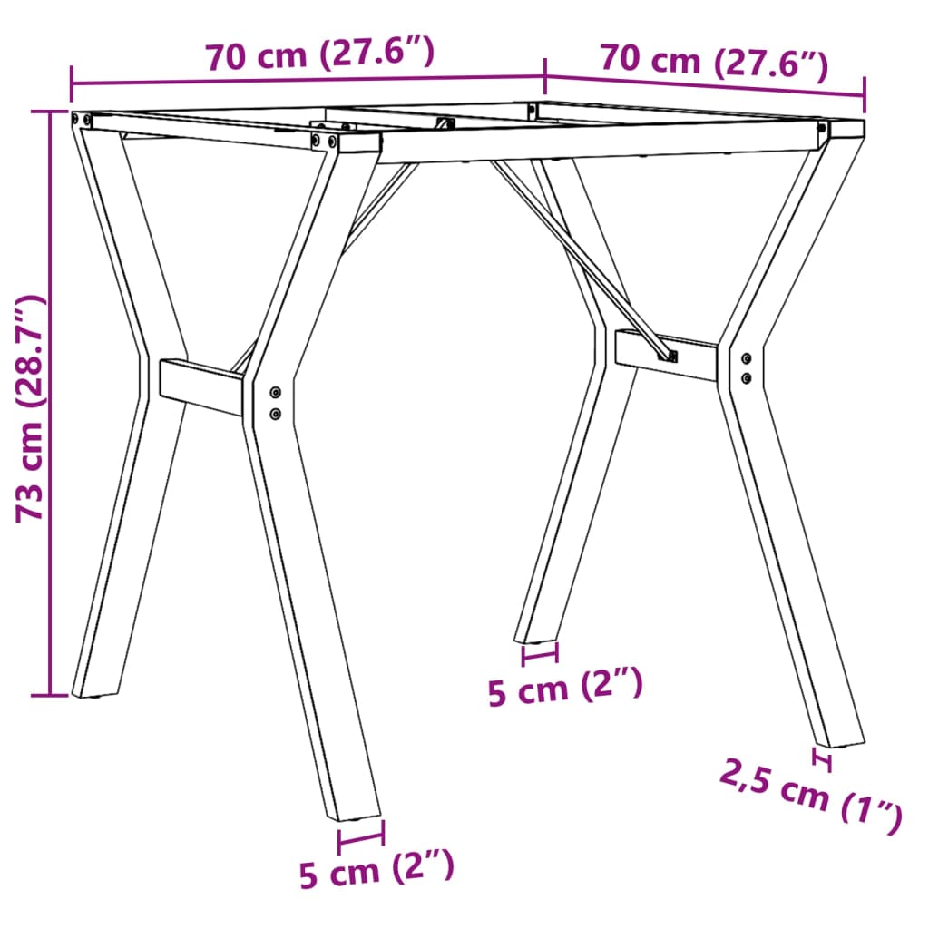 Esstisch-Gestell in Y-Form 70x70x73 cm Stahl