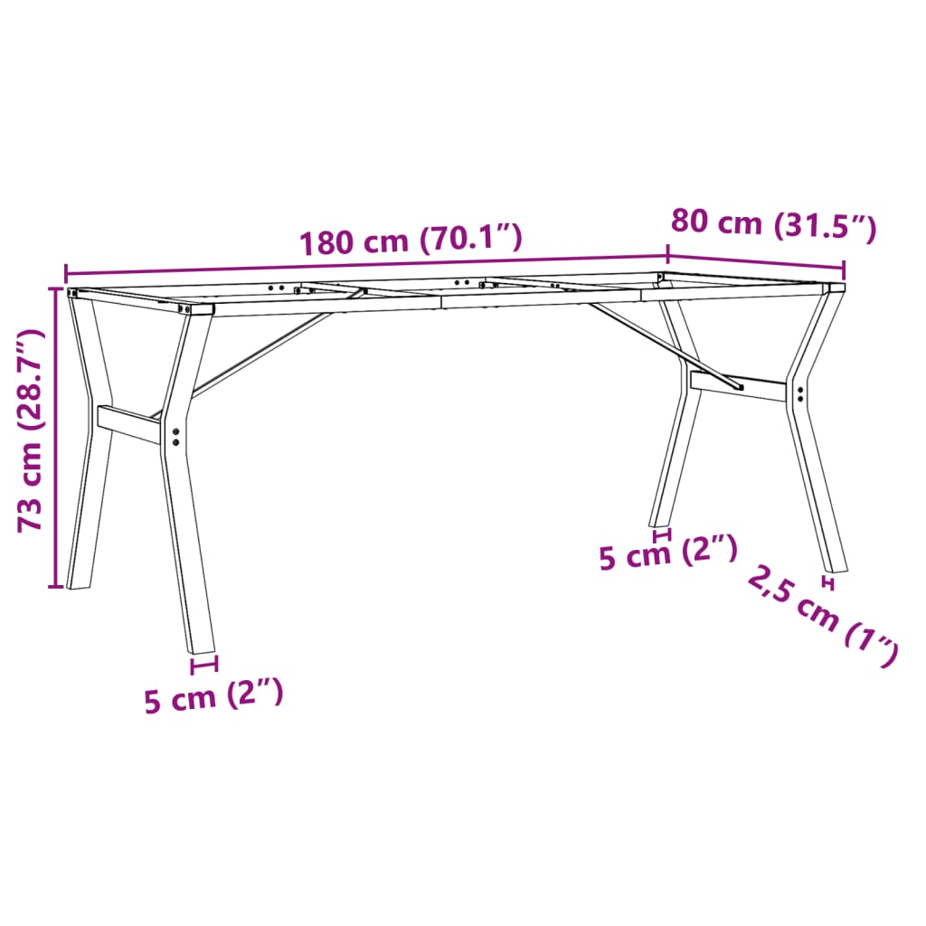 Esstisch-Gestell in Y-Form 180x80x73 cm Stahl
