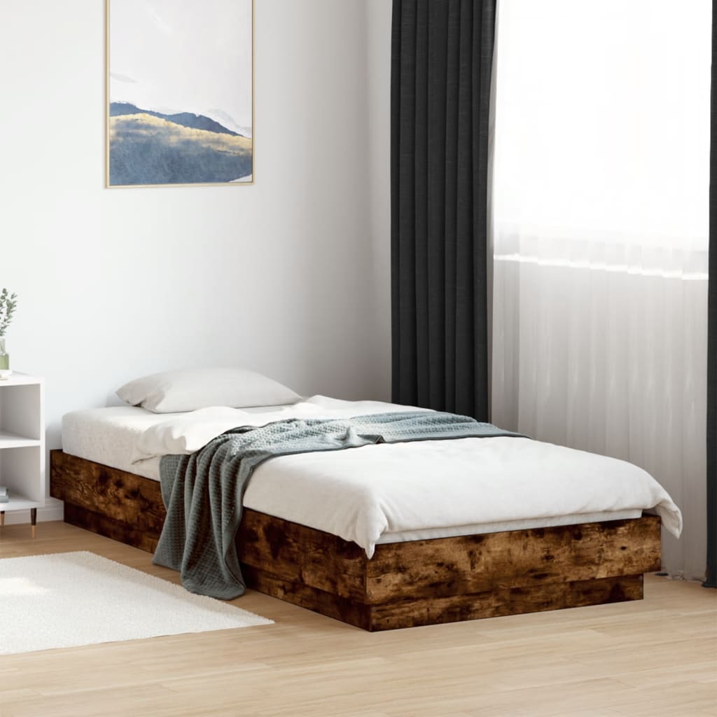 Bettgestell ohne Matratze Räuchereiche 100x200 cm Holzwerkstoff