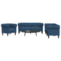 3-tlg. Sofagarnitur Blau Stoff