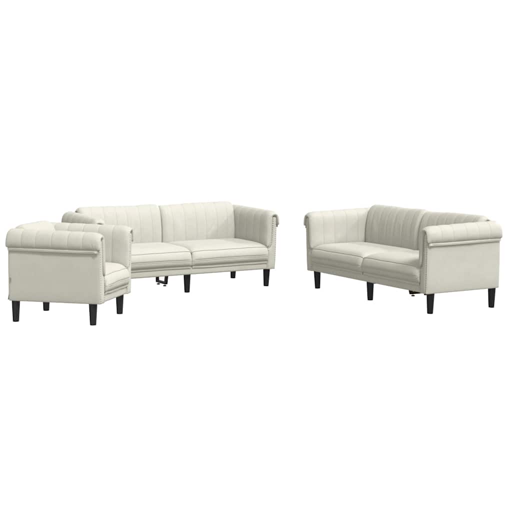 3-tlg. Sofagarnitur Creme Samt