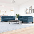 2-tlg. Sofagarnitur Blau Samt