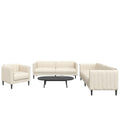 3-tlg. Sofagarnitur Creme Stoff