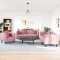 3-tlg. Sofagarnitur mit Kissen Rosa Samt
