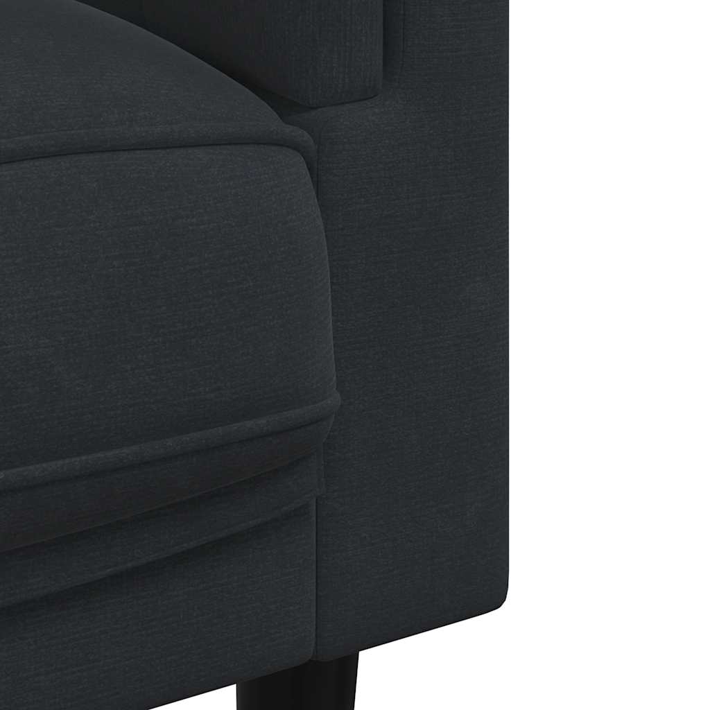 2-tlg. Sofagarnitur mit Kissen Schwarz Samt