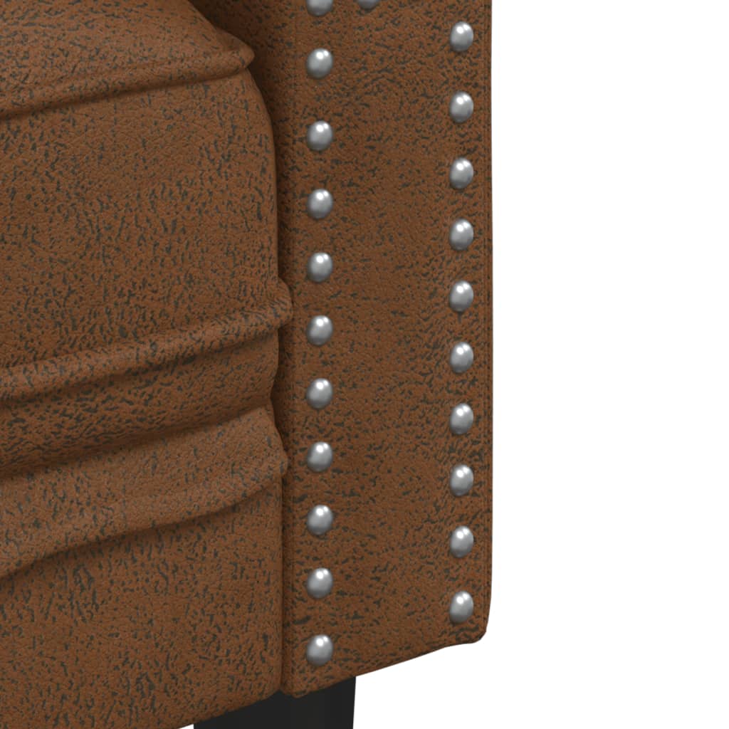3-tlg. Chesterfield-Sofa-Set Braun Kunstleder Wildleder-Optik