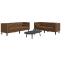 2-tlg. Chesterfield-Sofa-Set Braun Kunstleder Wildleder-Optik