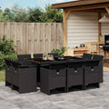11-tlg. Garten-Essgruppe mit Kissen Schwarz Poly Rattan