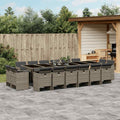 17-tlg. Garten-Essgruppe mit Kissen Grau Poly Rattan