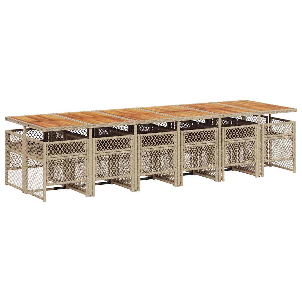 13-tlg. Garten-Essgruppe mit Kissen Beige Poly Rattan