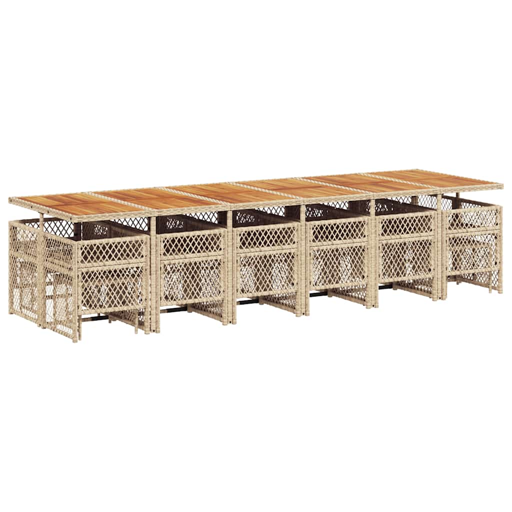 17-tlg. Garten-Essgruppe mit Kissen Beige Poly Rattan