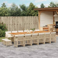 17-tlg. Garten-Essgruppe mit Kissen Beige Poly Rattan