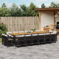 17-tlg. Garten-Essgruppe mit Kissen Schwarz Poly Rattan