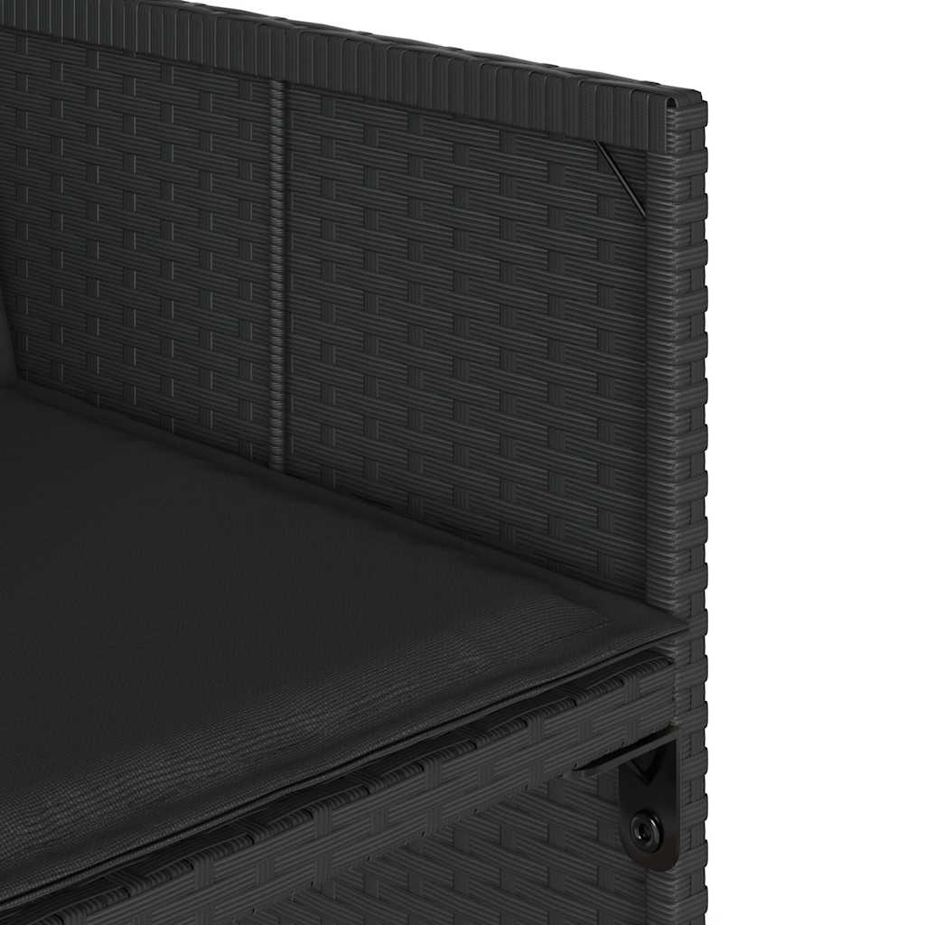 7-tlg. Garten-Essgruppe mit Kissen Schwarz Poly Rattan