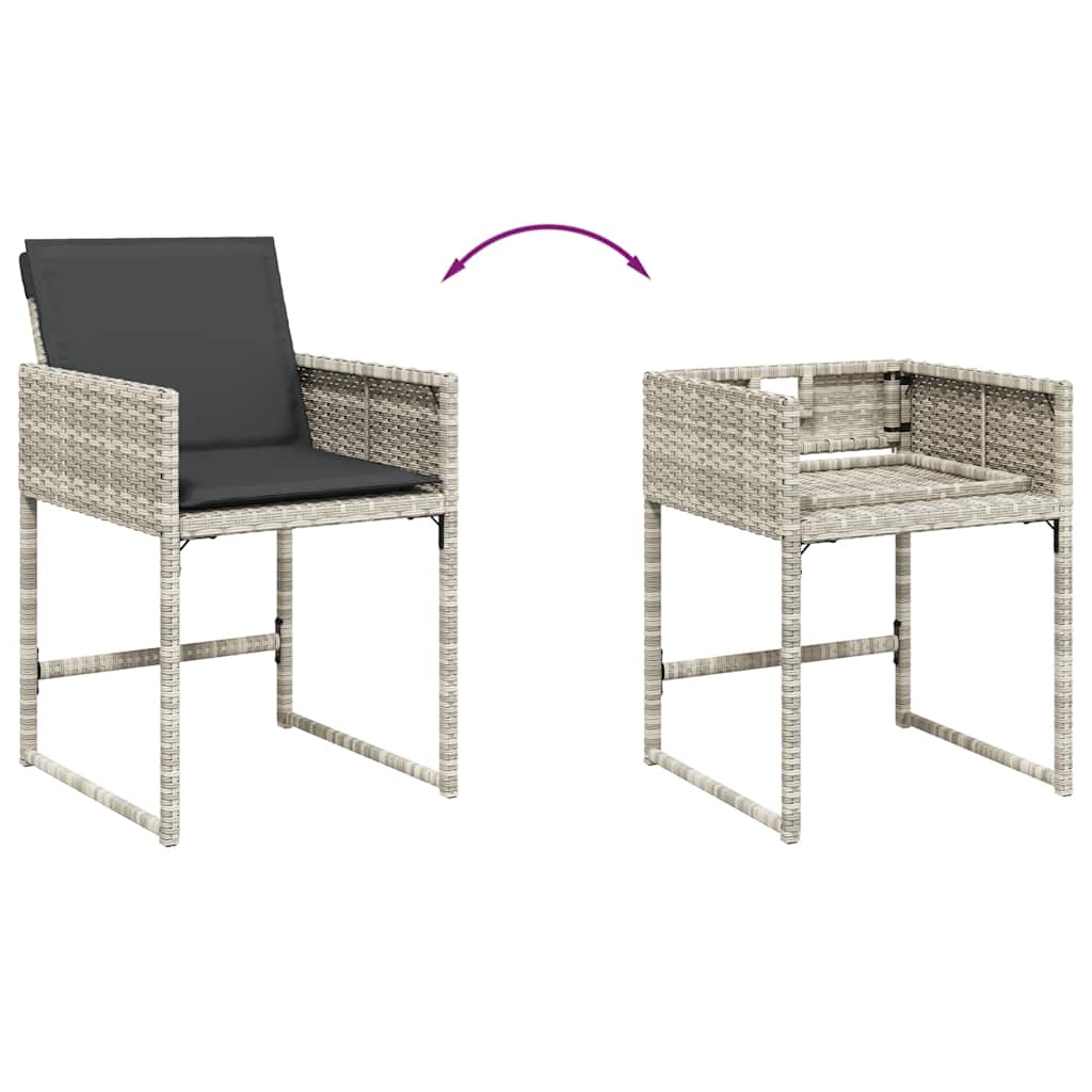 13-tlg. Garten-Essgruppe mit Kissen Hellgrau Poly Rattan