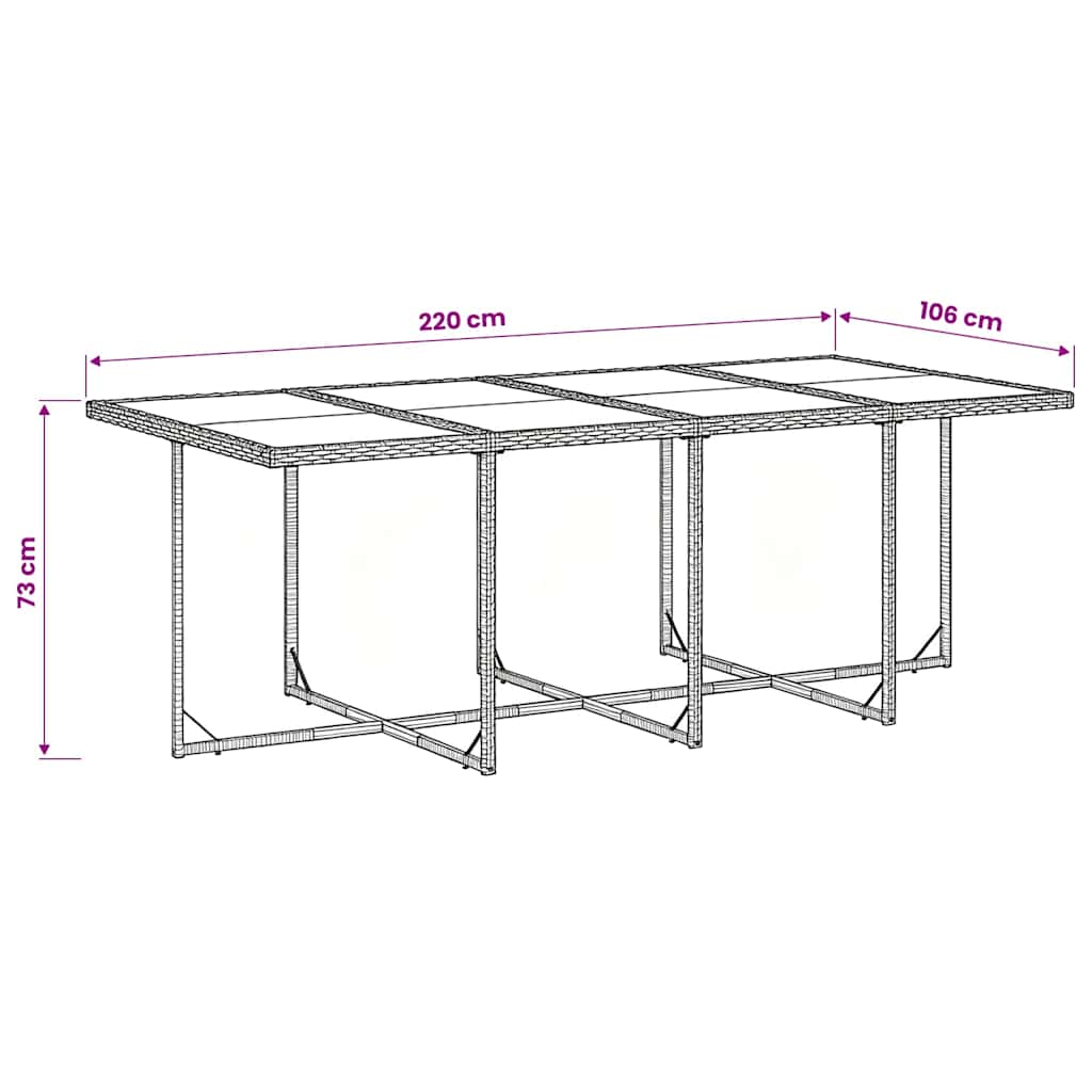 9-tlg. Garten-Essgruppe mit Kissen Grau Poly Rattan