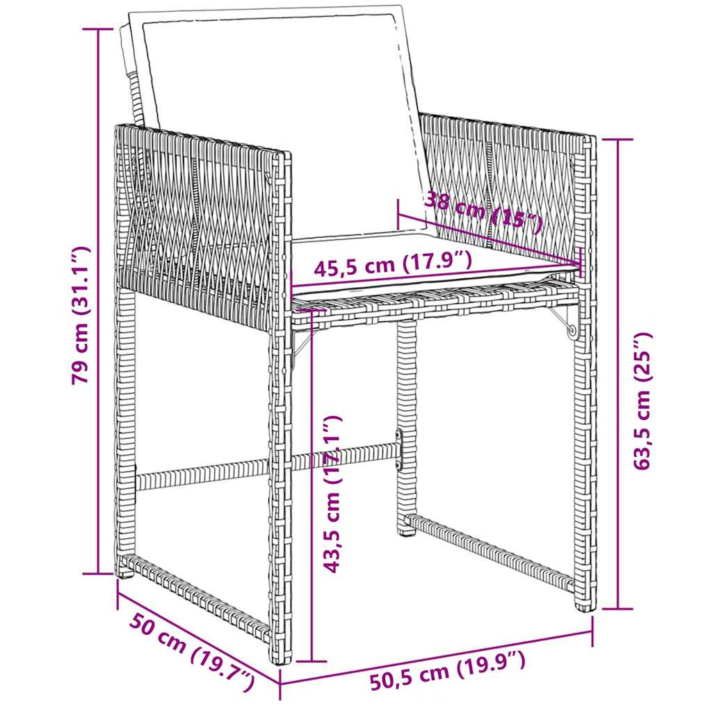 9-tlg. Garten-Essgruppe mit Kissen Schwarz Poly Rattan