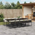 11-tlg. Garten-Essgruppe mit Kissen Schwarz Poly Rattan