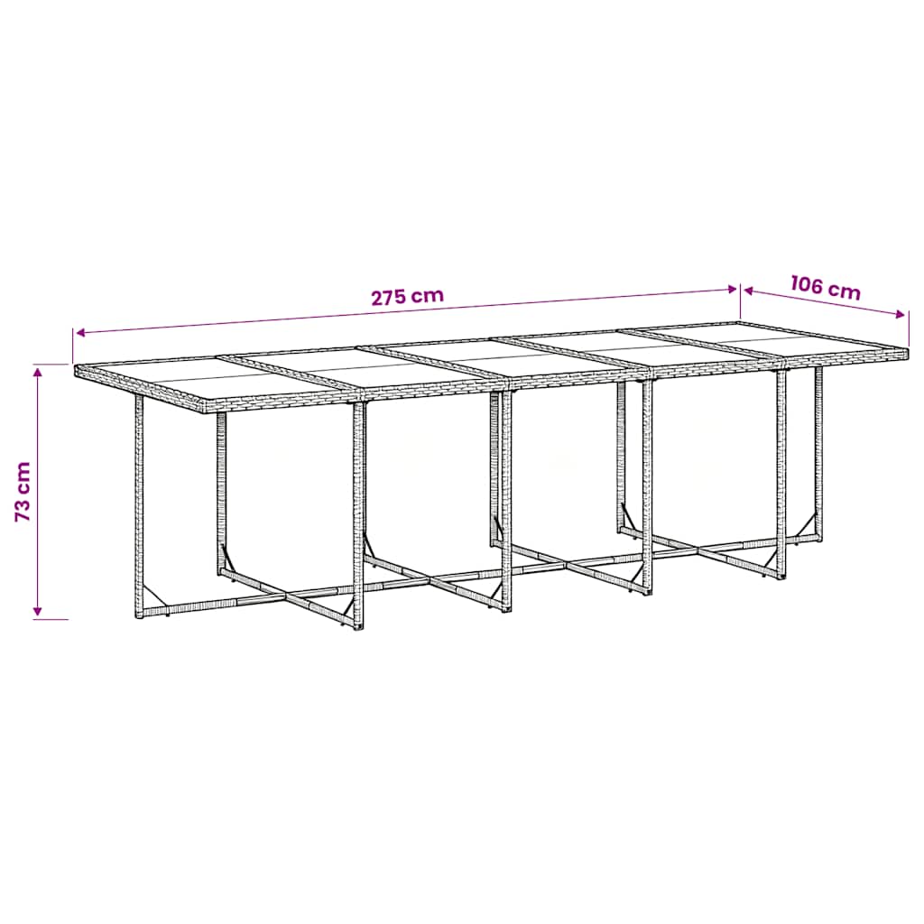11-tlg. Garten-Essgruppe mit Kissen Schwarz Poly Rattan