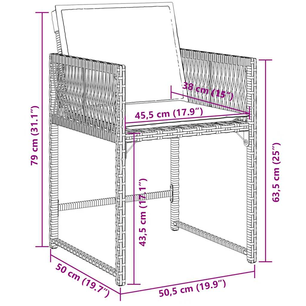 13-tlg. Garten-Essgruppe mit Kissen Grau Poly Rattan